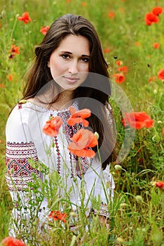 Lady in the poppies field