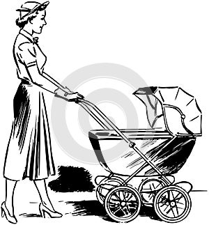 Lady Pushing Pram
