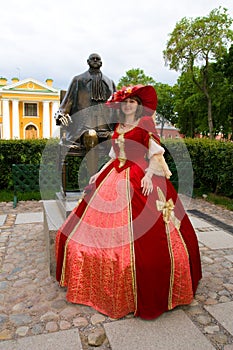 Lady in red dress