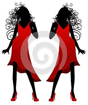 Lady in Red Dress Silhouette