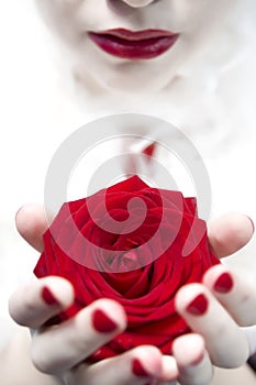 Lady with red rose