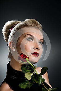 Lady with red rose