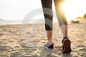 Lady running on the beach