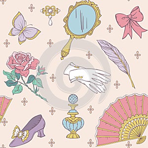 Lady`s accessories vector pattern