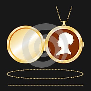 Lady's Cameo, Gold Locket and Chains