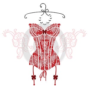 Lady`s red vintage corset