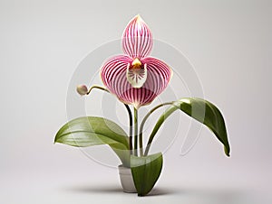 Lady Sliper OrchidÂ flower in studio background, single lady sliperÂ flower, Beautiful flower images