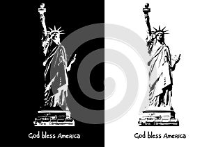 The statue of Liberty New York Independence eps ai jpg vector image black and white silhouette