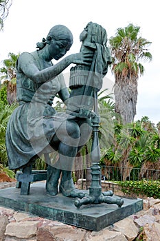 Lady Statue at Montjuic cactus garden at Barcelona photo