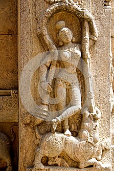 Lady on Stone Pillar,  Melukote
