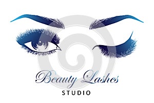 Lady stylish eye and brows with full lashes