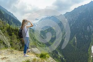 Lady tourist with backpack