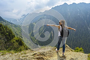 Lady tourist with backpack