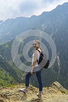 Lady tourist with backpack