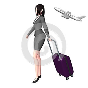 Lady travelling by plane