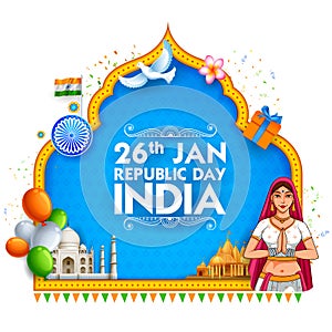 Lady in Tricolor saree of Indian flag for 26th January Happy Republic Day of India