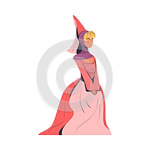 Lady-in-waiting or Court Lady from Middle Ages Vector Illustration