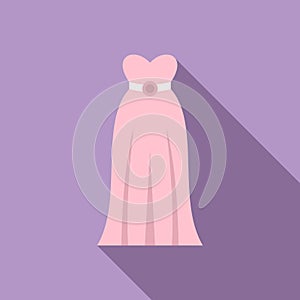 Lady wedding dress icon flat vector. Woman shower