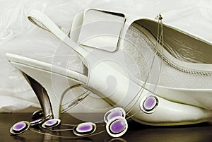 The lady white heels shoes