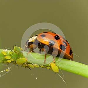 Mariquita septada ataque pulgones 