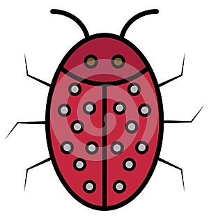 Ladybird Isolated Vector Icon that can be easily modified or edit