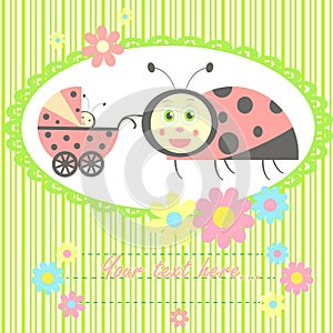 Ladybird mom and baby card