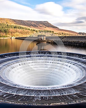 Ladybower reservoir bellmouth overflow plug hole and draw off tower