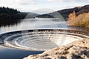 Ladybower reservoir bellmouth overflow plug hole and draw off tower