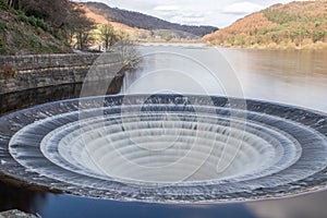 Ladybower reservoir bellmouth overflow plug hole and draw off tower