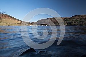 Ladybower resovoir in uk with late winter sun.