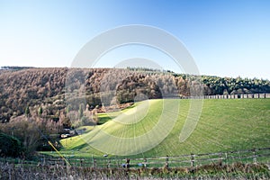 Ladybower resovoir in uk with late winter sun