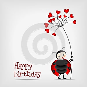 Ladybug with flower - birthday card