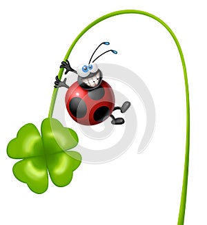 Ladybug with four-leaf clover