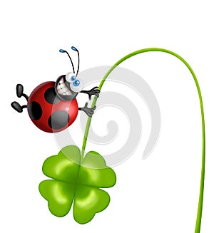 Ladybug with four-leaf clover