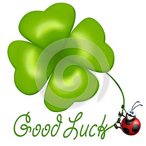 Ladybug with four-leaf clover