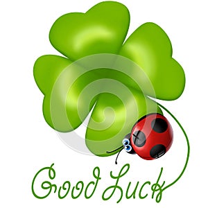 Ladybug with four-leaf clover