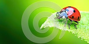 Ladybug green leaf