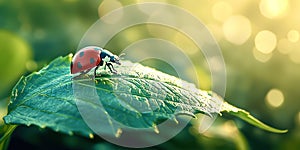 Ladybug green leaf