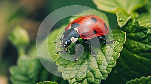 Ladybug on the Green Leaf