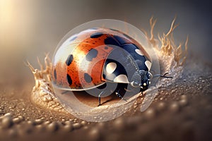 Ladybug insect closeup macro. Generative AI