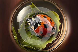 Ladybug insect closeup macro. Generative AI