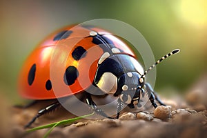 Ladybug insect closeup macro. Generative AI