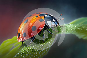 Ladybug insect closeup macro. Generative AI
