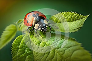 Ladybug insect closeup macro. Generative AI