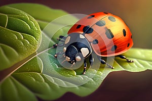 Ladybug insect closeup macro. Generative AI