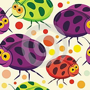 Ladybug insects Seamless pattern design