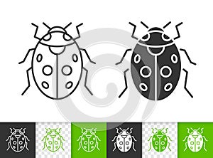 Ladybug ladybird bug simple black line vector icon