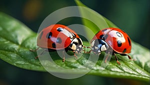 ladybug leaf macro beautiful spring wildlife green bright insect