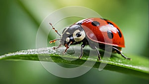 ladybug on a leaf macro beautiful spring wildlife green