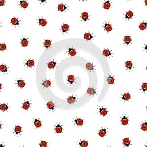 Ladybug seamless pattern. Hand-drawn ladybug.